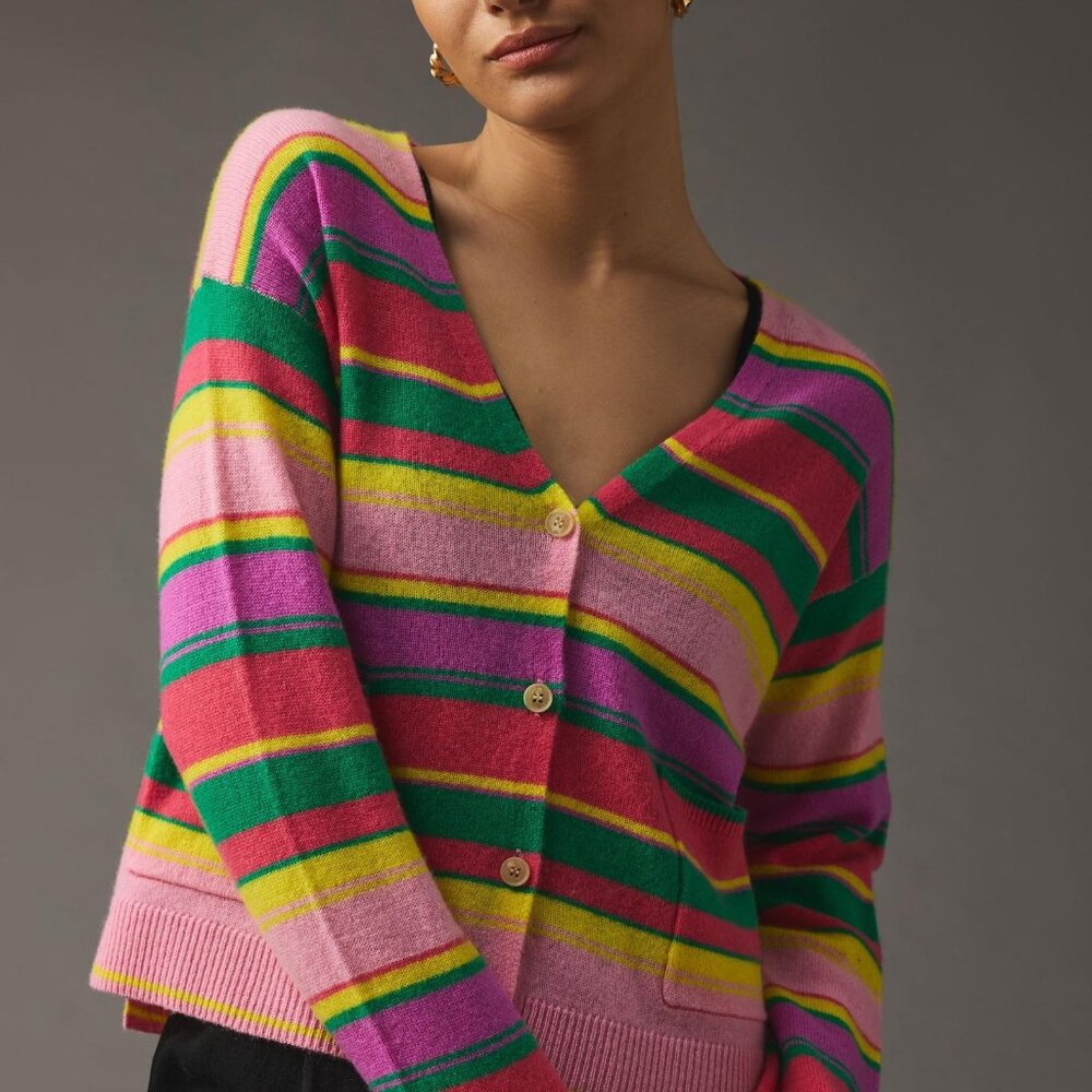 NWoT Velvet Graham & Spencer Janessa Cashmere Striped Cardigan Small